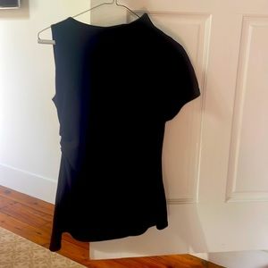 Black isometrical shirt. Ruching on one side. Small. Soft and fitted.